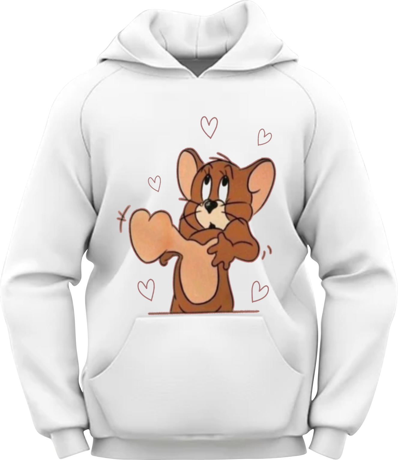 Moletom personalizado Tom & Jerry / Flanelado com capuz e bolso Canguru