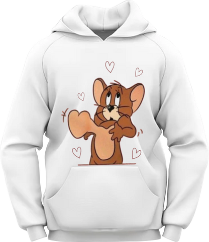 Moletom personalizado Tom & Jerry / Flanelado com capuz e bolso Canguru