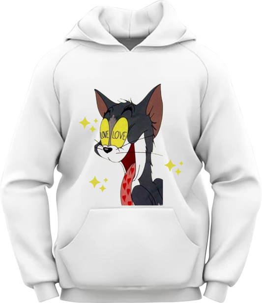 Moletom personalizado Tom & Jerry / Flanelado com capuz e bolso Canguru